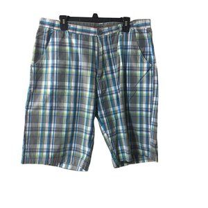 ROADBLOCK GREY/WHITE/BLUE PLAID SHORTS SIZE 38
